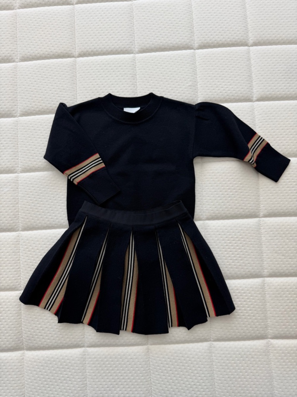 Burberry Black Crewneck Sweater and Skirt